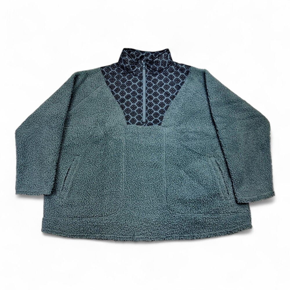 Vera Bradley 2X Teddy Fleece Pullover Jacket - Teal/Blue